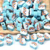 30pcs Rainbow Clouds Polymer Clay Spacer Beads for Jewelry Making DIY