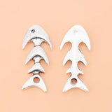 30pcs Silver Fish Bone Charms Pendants for Necklace Bracelet Jewelry Making