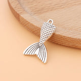 30pcs Silver Mermaid Fish Tail Charms Pendants for Jewelry Making