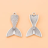 30pcs Silver Mermaid Fish Tail Charms Pendants for Jewelry Making