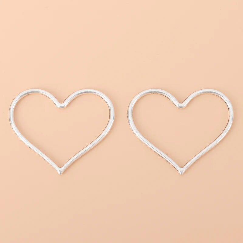 30pcs Silver Open Love Heart Charms for Jewelry Making