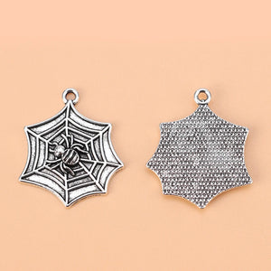 30pcs Silver Spider Web Charms Beads for Halloween Necklace