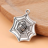 30pcs Silver Spider Web Charms Beads for Halloween Necklace