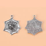 30pcs Silver Spider Web Charms Beads for Halloween Necklace