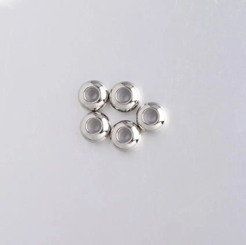 30pcs/Lot Stainless Steel Spacer Beads w/Rubber Core Inside Stopper Accessories
