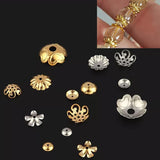30pcs Stainless Steel Flower Beaded Hat Round Spacer Bead Caps