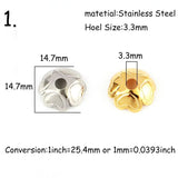 30pcs Stainless Steel Flower Beaded Hat Round Spacer Bead Caps