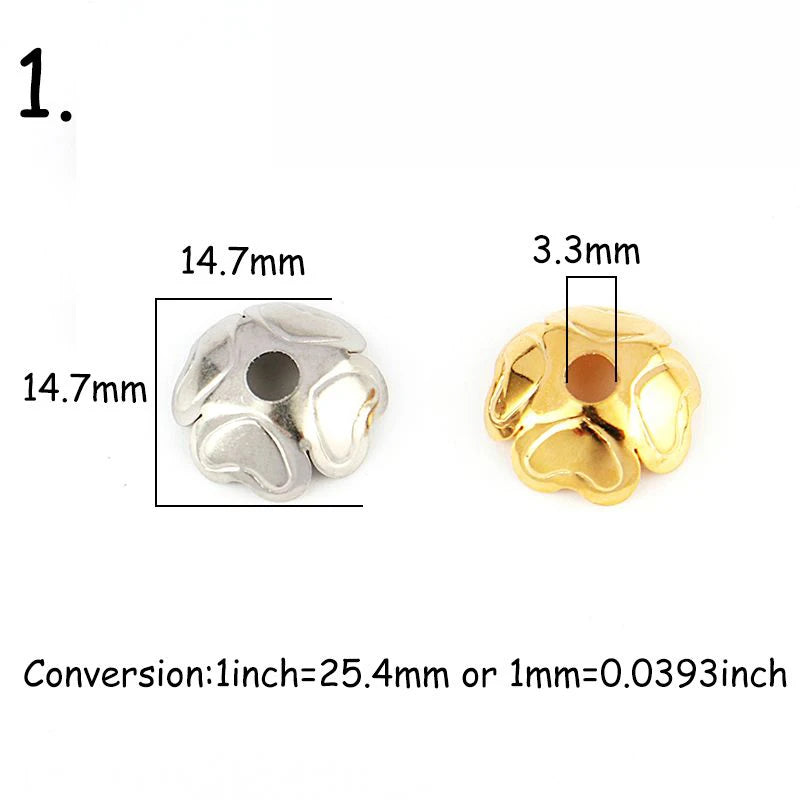 30pcs Stainless Steel Flower Bead End Caps for Jewelry Making