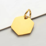 30pcs Stainless Steel Hexagon Charms Pendants DIY Jewelry Making 10.5*15mm