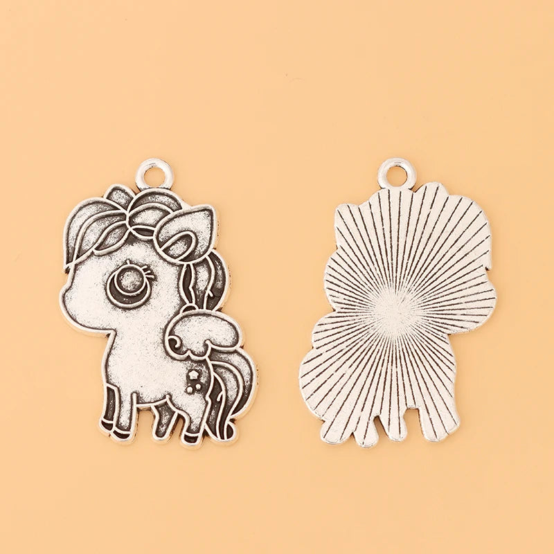 30pcs Tibetan Silver Horse Charms Pendants for Jewelry Making 34x24mm