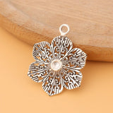 Tibetan Silver Filigree Flower Charms Pendants Lot for Jewelry Making