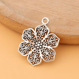 Tibetan Silver Filigree Flower Charms Pendants Lot for Jewelry Making