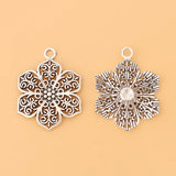 Tibetan Silver Filigree Flower Charms Pendants Lot for Jewelry Making