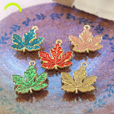 30pcs Maple Leaf Charm Earrings Enamel Alloy Flower Pendants DIY Bracelet