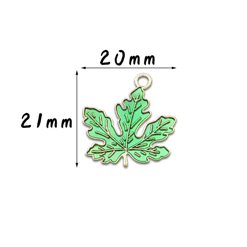 30pcs Maple Leaf Charm Earrings Enamel Alloy Flower Pendants DIY Bracelet
