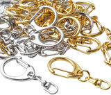 30pcs Metal Keychain Hooks D Ring Snap Hook with Split Parts and Jump Rings
