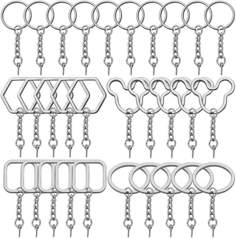 30pcs Metal Split Key Rings Nickel Keyrings for DIY Crafts Jewellery Making