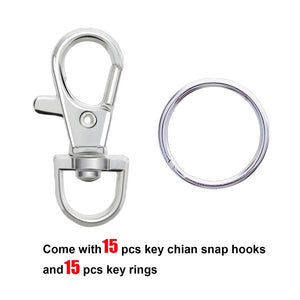 30pcs Metal Swivel Lanyard Snap Hooks and Split Key Rings Chain