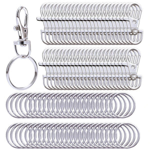 30pcs Metal Swivel Lanyard Snap Hooks and Split Key Rings Chain