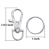 30pcs Metal Swivel Lanyard Snap Hooks and Split Key Rings Chain