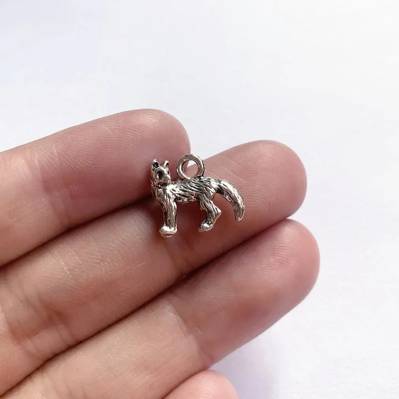 30pcs Mini Fox Charms Tibetan Silver Pendant Necklace Findings