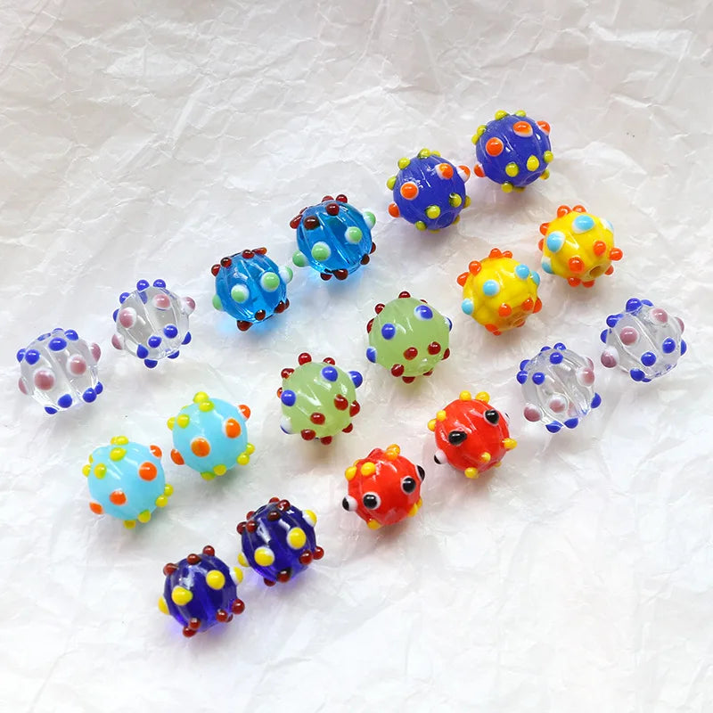 30pcs Mix Lampwork Beads Round Spacer 10mm Dot Bead For Jewelry Making