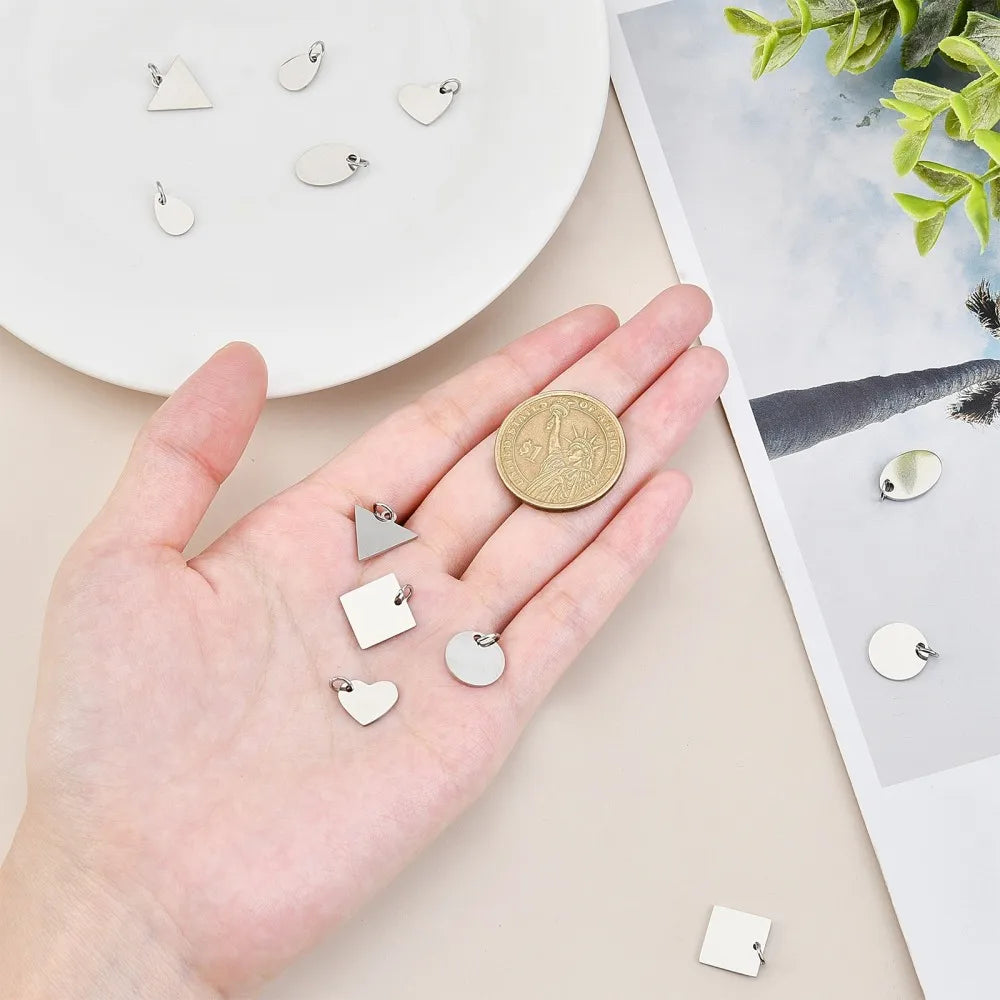 30pcs Mix Shape Pendants Stainless Steel Charms for Jewelry Making DIY