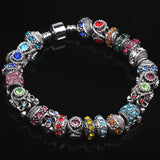30pcs Antique Silver Plated Rhinestone Charms Beads Fit Bracelets & Bangles
