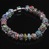 30pcs Antique Silver Plated Rhinestone Charms Beads Fit Bracelets & Bangles