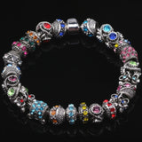 30pcs Antique Silver Plated Rhinestone Charms Beads Fit Bracelets & Bangles
