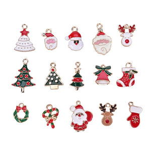 30pcs Christmas Charms Enamel Pendants Xmas Tree Decoration DIY Jewelry