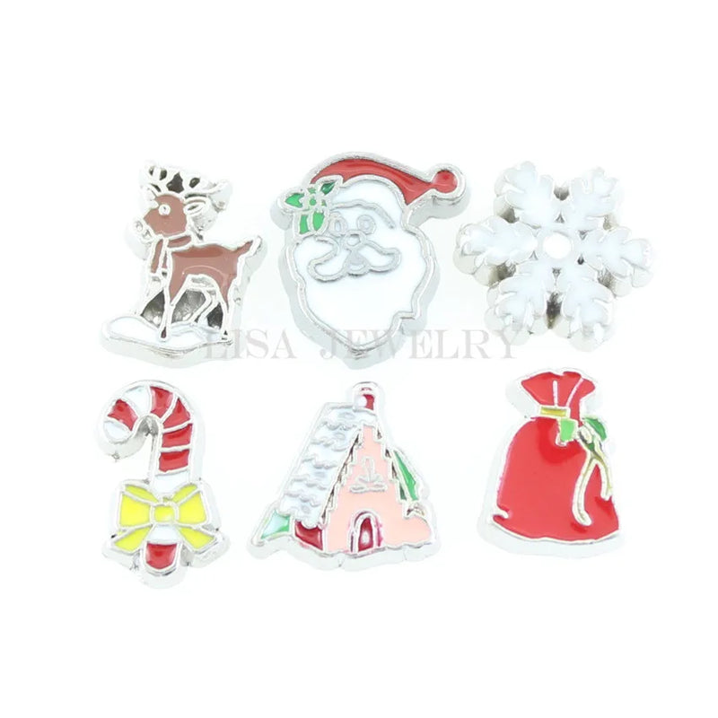 30pcs Mixed Christmas Charms for Floating Lockets Christmas Kids Gifts