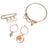 30pcs Mixed Enamel Animal Flowers Fruit Pendant Pink Alloy Metal Drop Oil Charms