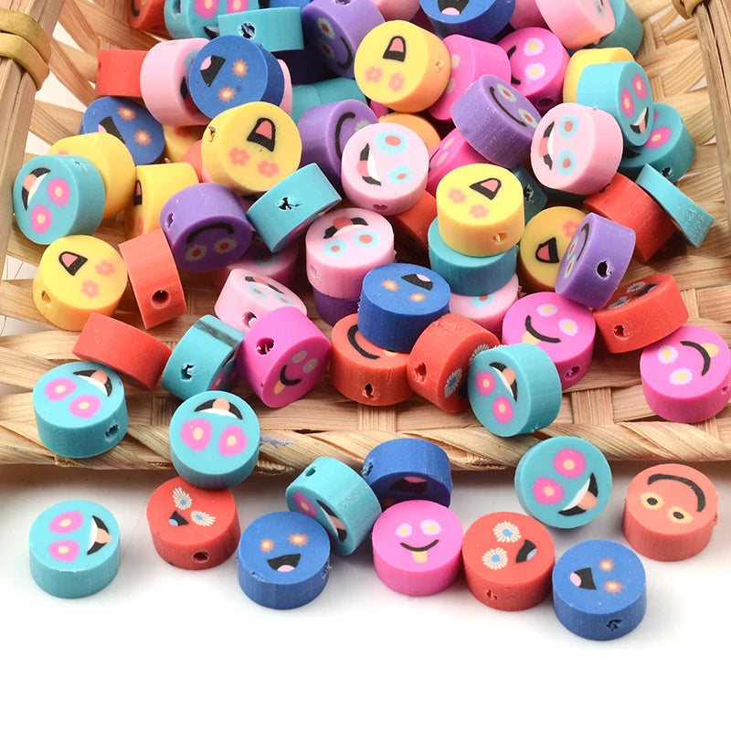 30pc Mixed Smile Clay Beads for Jewelry Making DIY