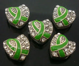 30pcs Mixed Heart Silver Plated Rhinestone Charms Metal Beads