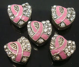 30pcs Mixed Heart Silver Plated Rhinestone Charms Metal Beads