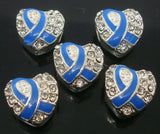 30pcs Mixed Heart Silver Plated Rhinestone Charms Metal Beads