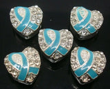 30pcs Mixed Heart Silver Plated Rhinestone Charms Metal Beads