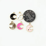 30pcs Moon Enamel Charms Pendants for DIY Necklace Bracelet Jewelry Making