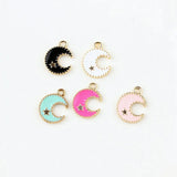 30pcs Moon Enamel Charms Pendants for DIY Necklace Bracelet Jewelry Making