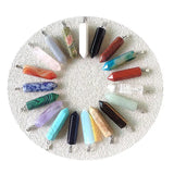 30pcs Natural Crystal Stone Hexagonal Column Pendant Agate Bullet Beads