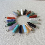 30pcs Natural Crystal Stone Hexagonal Column Pendant Agate Bullet Beads