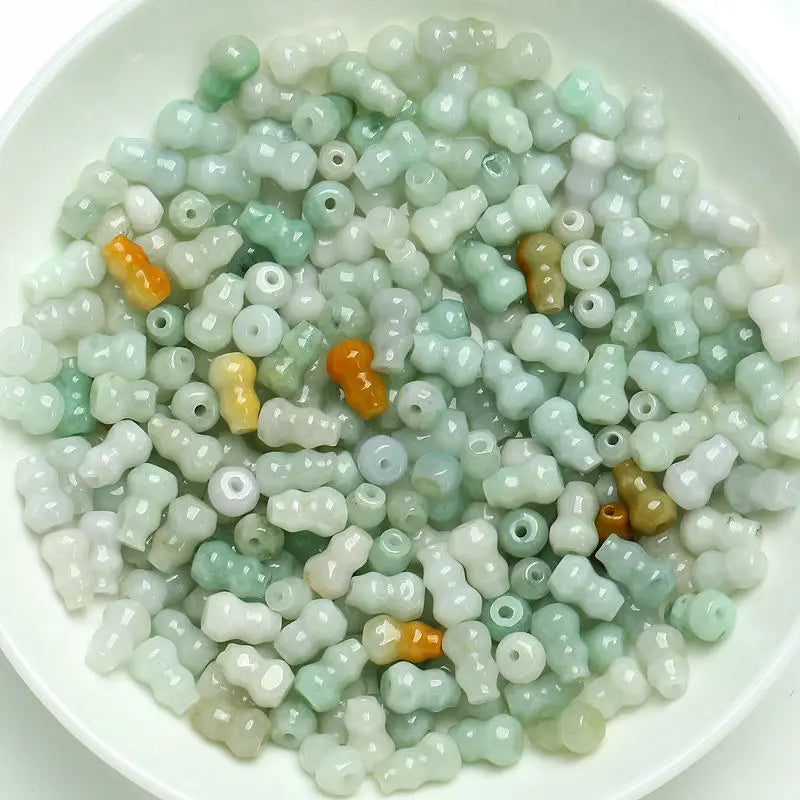 30pcs Natural Multi-colour Jade Luck Calabash Loose DIY Bead