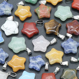 30pcs Natural Stone 20MM Star Pendant - Rose Quartz Green Aventurine Charms