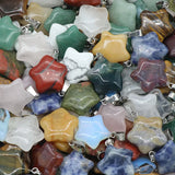 30pcs Natural Stone 20MM Star Pendant - Rose Quartz Green Aventurine Charms