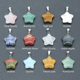 30pcs Natural Stone 20MM Star Pendant - Rose Quartz Green Aventurine Charms