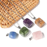 30pcs Natural Stone Irregular Square Pendants Amethyst Quartz Crystal Agate