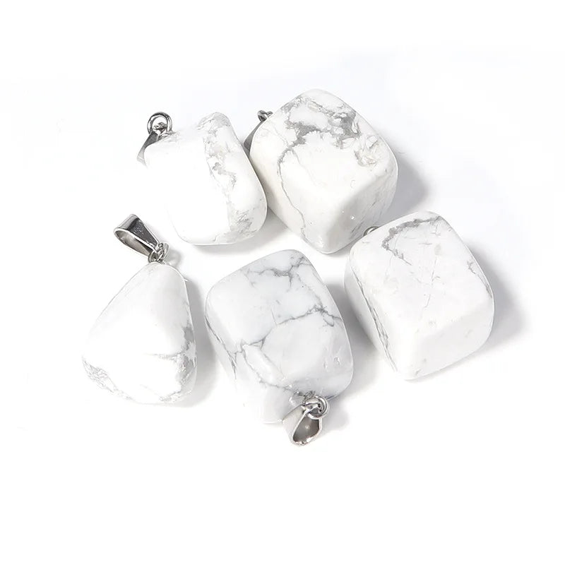 30pcs Natural Stone Irregular Square Pendants Amethyst Quartz Crystal Agate