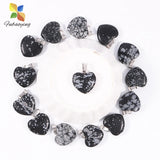 30pcs 20mm Natural Stone Heart Pendant Pink Crystal DIY Necklace Charm