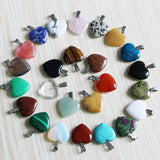 30pcs 20mm Natural Stone Heart Pendant Pink Crystal DIY Necklace Charm